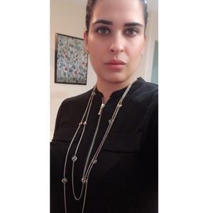 Authentic Extra Long “DY” logo box chain necklace